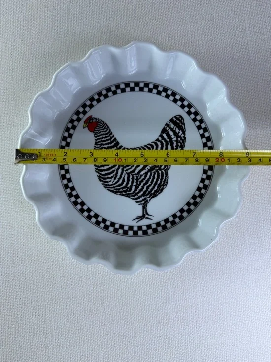 Department 56 "French Hens" Rooster Quiche Dish — Oven to Table Ceramic Bakeware - Picture 4 of 7